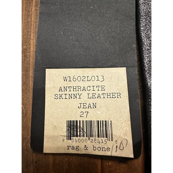 Rag & Bone 100% Lamb Soft Leather Skinny Pants Anthracite Black Size 27 Edgy - Picture 15 of 16
